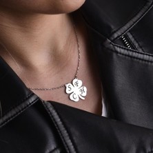 Gökdeniz 925 Kişiye Özel Harfli Dört Yapraklı Yonca Kadın Hediyelik Kolye