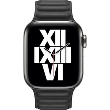 Mi7a Apple Watch Uyumlu 7 6 5 4 3 2 Seri 42 / 44 / 45 mm Manyetik Baklalı Model Deri Kayış Kordon