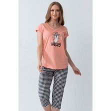 Vienetta Pamuklu Kısa Kol Kaprili Pijama Takım

