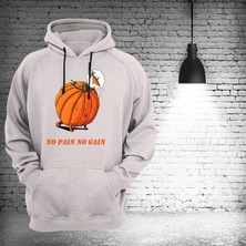 Remonz No Pain No Gain Baskılı 3 Ipl. Şardonlu, Kalın (600 Gr.) Içi Polar Beyaz Sweatshirt