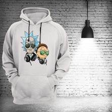 Remonz Rick And Morty Baskılı 3 Ipl. Şardonlu, Kalın (600 Gr.) Içi Polar Beyaz Sweatshirt