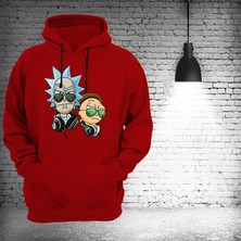 Remonz Rick And Morty Baskılı 3 Ipl. Şardonlu, Kalın (600 Gr.) Içi Polar Kırmızı Sweatshirt