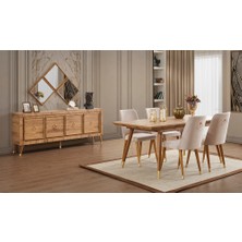 Cadde Yıldız Modern Ceviz Yemek Odası Yonga Levha Malzemeden Açılır Masa 190 cm