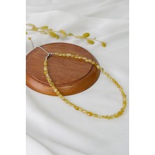 Dünya Doğal Taş Sitrin Taşı Kadın Kolyesi