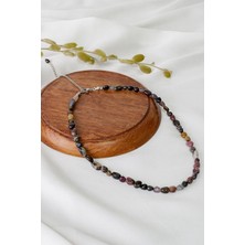 Dünya Doğal Taş Turmalin Taşı Kadın Kolyesi