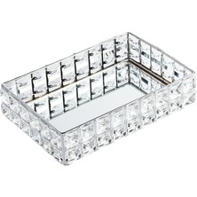 Kristal Kozmetik Makyaj Tepsi Biber Parfüm Vanity Tepsi Ev Dekor Banyo 33X24X7 cm