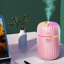 300 ml Ultrasonik Hava Nemlendirici Difüzör Gece Işık Uçucu Yağ Yatak Odası Pembe