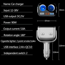 Farfi 12-24 V Çift USB 2.4A Qc3.0 Hızlı Şarj Araç Şarj Çakmak Adaptörü (Yurt Dışından)