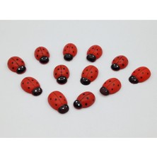 Netice Öylek Netice Öylek 12 Adet Ahşap Mini Uğur Böcek Figürlü Kapı Duvar Masa Vitrin Süsleri Buzdolabı Magnet