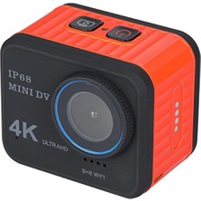 Hua3C V8 4K 1.54 Ekran Su Geçirmez Mini Eylem Kamerası- Turuncu (Yurt Dışından)