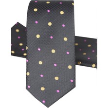 Varetta Erkek Füme Slim Kesim Mendilli Desenli Kravat 