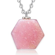 Tesbih Atölyesi Doğal Pembe Opal Taşı Kolye