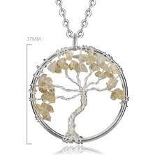 Tesbih Atölyesi Doğal Sitrin Taşı Hayat Ağacı Kolye