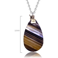 Tesbih Atölyesi Damla Kesim Doğal Desenli Akik Taşı Kolye