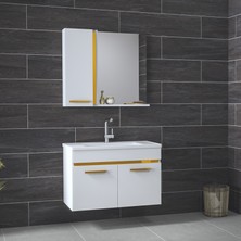 Alfa Banyo Yeni Gold Beyaz 65 cm Mdf Banyo Takımı-lavabolu banyo dolabı