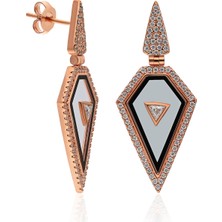 Adal Silver Kadın Gümüş Zirkon Taşlı Pırlanta Model Rose Sallantılı Küpe