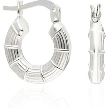 Adal Silver Kadın 925 Ayar Gümüş Çiizgili Şarnel Küpe