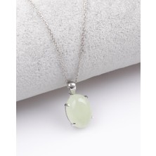 Alibaba Doğaltaş Prehnite Doğal Taş 925 Ayar Gümüş Kolye