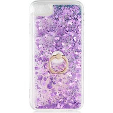 MobaxAksesuar Apple iPhone 8 Kılıf Içi Sıvılı Yüzüklü Kapak Mor