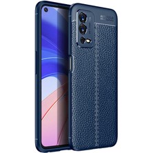 MobaxAksesuar Oppo A55 4g Kılıf Deri Tarzı Niss Silikon Case Lacivert