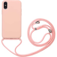 MobaxAksesuar Apple iPhone Xs 6.5 Kılıf Lansaman Ipli Kılıf Açık Pembe