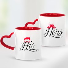 BK Kişiye Özel Ikili His & Hers Kırmızı Kalpli Kupa Bardak