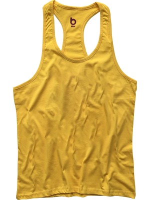 Bluu Fitness Gym Tank Top Sporcu Atleti Nefes Alabilir Yumuşak Kumaş Sarı Renkli