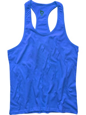 Bluu Fitness Gym Tank Top Sporcu Atleti Rahat Kesim Nefes Alabilir Kumaş Mavi