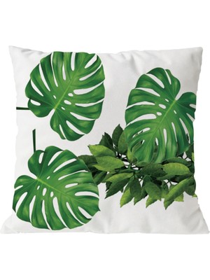 Shuai Yan 4 Adet Bitki Minder Örtüsü Tropic Ağacı Yeşil Atmak Yastık Örtüsü Palmiye Yaprağı Dekoratif Yastıklar Çiçek Minder Örtüsü 45X45CM (Yurt Dışından)