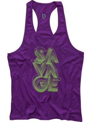 Bluu Savage Fitness Gym Tank Top Rahat Kesim Nefes Alabilir Kumaş Yazlık Moda