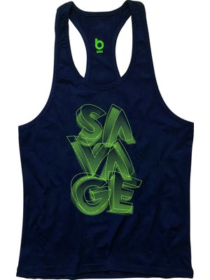 Bluu Savage Fitness Gym Tank Top Sporcu Atleti S Beden Nefes Alabilir Kumaş Özelliği ile
