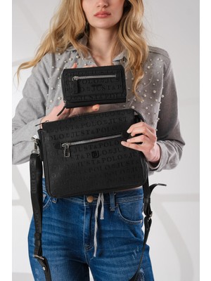 Just Polo Kadın 3 Bölmeli Ayarlanabilir Uzun Askılı Postacı Çanta ve Cüzdan Kombini PBU4013-1006