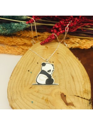 Butik Gümüş Gümüş Mineli Panda Kolye (BG-KLY-050)