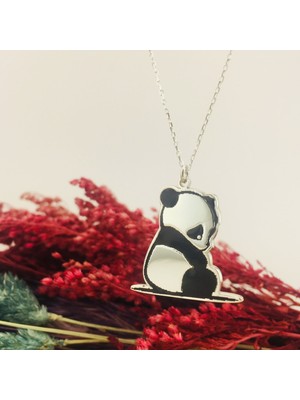 Butik Gümüş Gümüş Mineli Panda Kolye (BG-KLY-050)