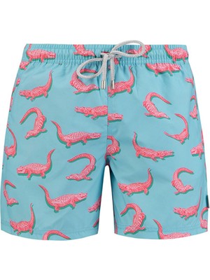 John Frank John Frank All Over Mayo Şort Erkek JFSS21SW41-CROCODILE BLUE-1054