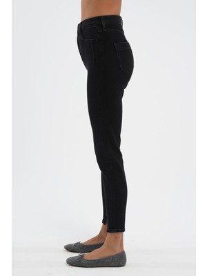 Cross Jeans Judy Siyah Paçası Yırtmaçlı Yüksek Bel Fermuarlı Skinny Fit Jean Pantolon C 4521-108