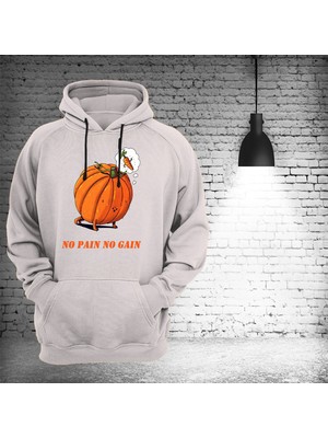Remonz No Pain No Gain Baskılı 3 Ipl. Şardonlu, Kalın (600 Gr.) Içi Polar Beyaz Sweatshirt