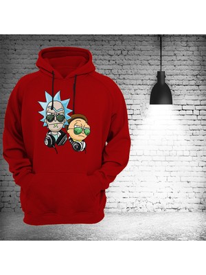 Remonz Rick And Morty Baskılı 3 Ipl. Şardonlu, Kalın (600 Gr.) Içi Polar Kırmızı Sweatshirt