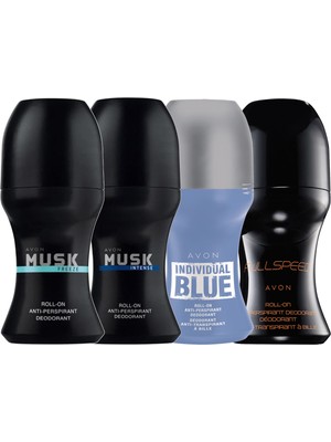 Avon Individual Blue, Musk Freeze, Musk Intense ve Full Speed Erkek Rollon Paketi