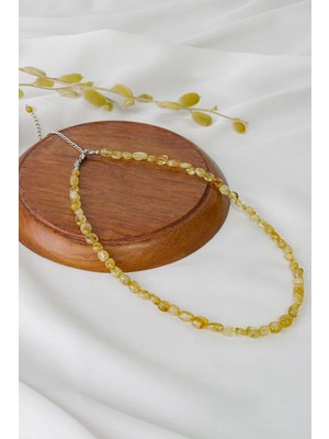 Dünya Doğal Taş Sitrin Taşı Kadın Kolyesi