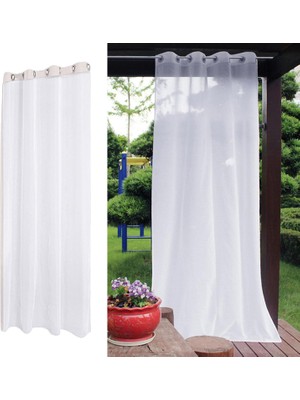 2x Sheer Perde Grommet Güverte Gölgelik Örtü Pergola Havuz Vual Perdeler 132X243 cm