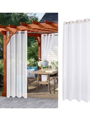 2x Sheer Perde Grommet Güverte Gölgelik Örtü Pergola Havuz Vual Perdeler 132X243 cm