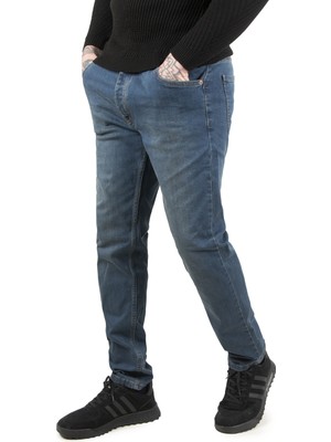 Deepsea Enzim Yıkama Taşlamalı Slim Fit Likralı Erkek Kot Pantolon 2212023