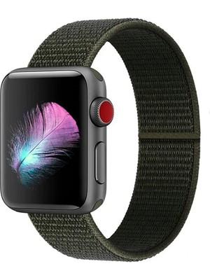 Gregoss Apple Watch Seri Uyumlu  42/44/45/46/49 mm Spor Loop Kumaş Hasır Rahat Kordon