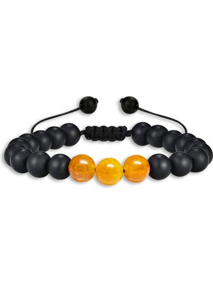Tesbih Atölyesi Doğal Turuncu Akik Oniks Taşı Doğal Taş Bileklik Seti
