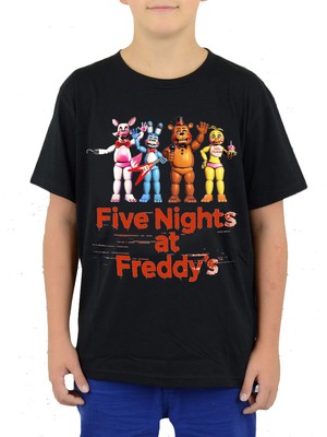 TakeTshirt Five Nights At Freddys Çocuk Tişört Siyah Fnaf