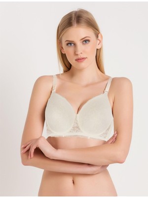 Magic Form 5911 Tüm Dantelli Ince Süngerli Büyük Beden Toparlayıcı Sütyen - Ekru