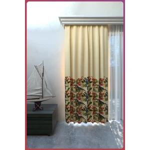 Ne Bumu Ithal Blackout Tuby Flamingolu Bej Büzgülü Perde