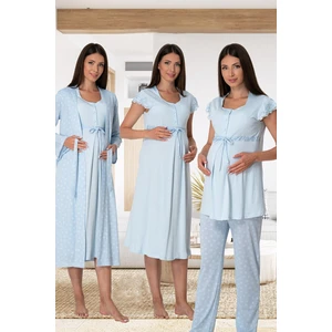 6016 Lohusa Pijama Gecelik Sabahlık Takım