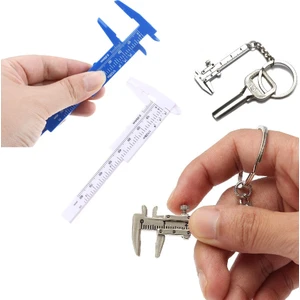80 mm Plastik Kumpas ve Metal Mini Anahtarlık Kumpas Seti Kalınlık Ölçer Kompratör 2li Set